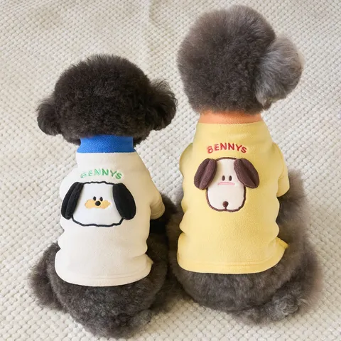 Autumn Winter Warm Pet Fleece Clothes Cute 3D Ears Cartoon Dog Hoodie Thickened Apparel For Small Dogs Puppy