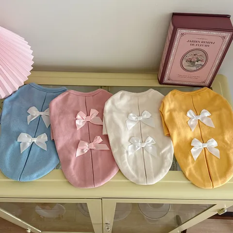 Pet Warm Hoodie Velvet Fleece Cute Bowknot Pullover Coat Winter Clothes For Small Dogs Cats Puppy Apparel