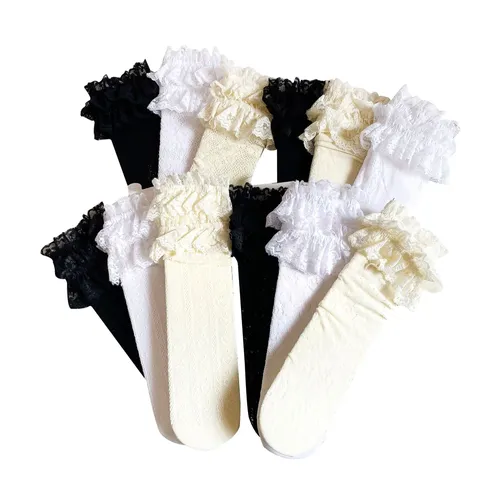 Women Summer Mesh Lace Over The Knee Long Socks Sweet Lolita JK Uniform Thigh High Stockings Breathable Fashion