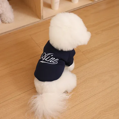 Winter Warm Pet Dog Hoodie Cute Embroidered Letter Puppy Sweatshirt Soft Fleece Pet Clothes For Small Dogs Cats Teddy