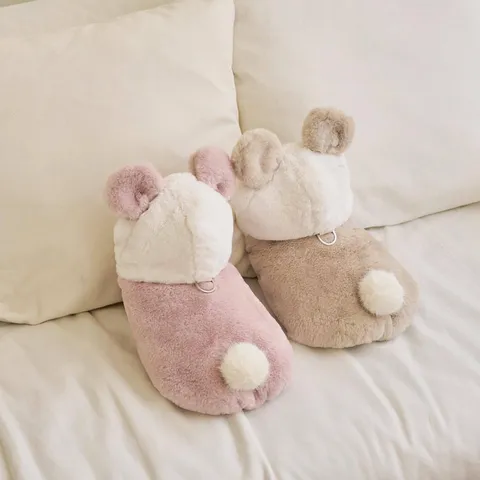 Manteau Polaire pour Animal de Compagnie avec Capuche Oreilles d'Ours Vêtement d'Hiver Chaud Chien Chat Petits Chiens Chabot Vêtement