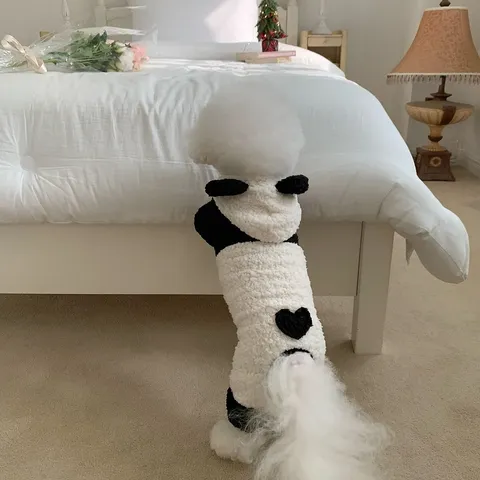 Pet Dog Winter Warm Fleece Coat Cute Panda Cosplay Costume Puppy Cat Thickened Hooded Apparel Outfit