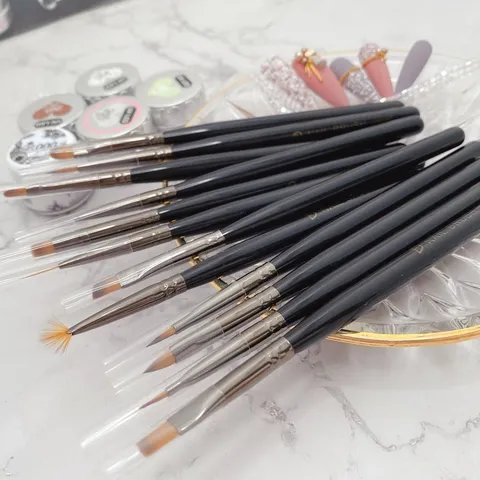 Portable Nail Art Brush Acrylic Handle UV Gel Painting Drawing Liner Brushes Professional Manicure Tool Kit