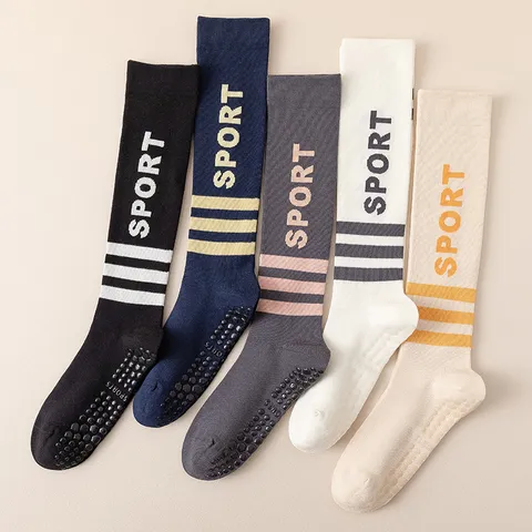 Damen Sport Yoga Kniestrümpfe Professionelle Fitness Laufen Kompression Wadenstrümpfe Athletische Gestreifte Baumwollsocken