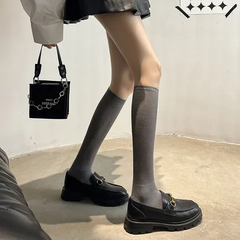 Γυναικείες Casual Κάλτσες Πάνω από το Γόνατο από Βαμβάκι Μονόχρωμες Διχτυωτές Αναπνεύσιμες Μακρές Κάλτσες JK Ιαπωνικό Στυλ