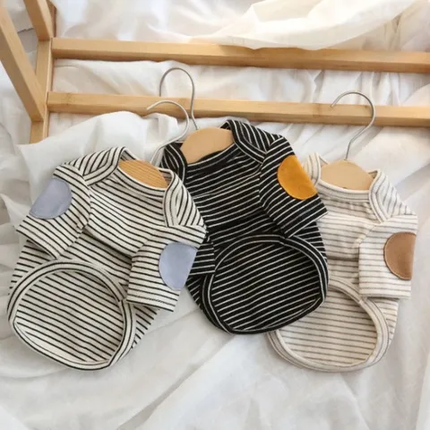 Pet Dog Sweatshirt German Velvet Striped Puppy Clothes Warm Autumn Winter Apparel For Small Dogs And Cats