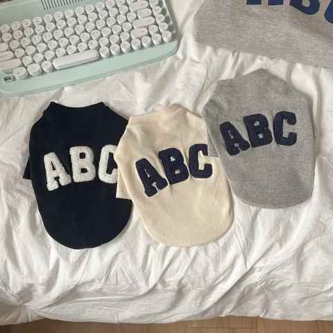 Warm Fleece Pet Dog Hoodie Winter Cute Letter Embroidered Pullover Clothes For Small Medium Dogs And Cats Apparel