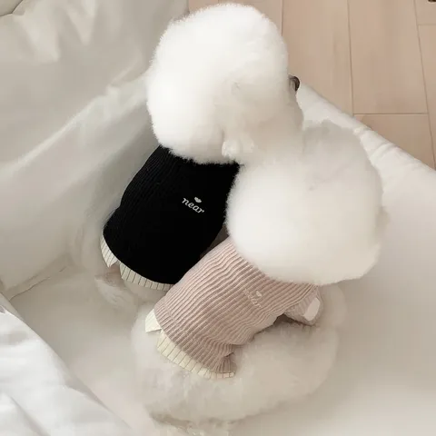 Pet Dog Cat Knit Sweater Spring Autumn Cute Heart Embroidery Pullover Puppy Clothes Casual Pet Apparel