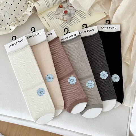 Women's Summer Thin Silk Lyocell Slouch Socks Solid Color Leg Warmers Mid-Calf Stirrup Foot Covers Breathable Fashion Socks