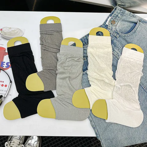 Women Solid Color Knit Stirrup Socks Breathable Spring Summer Leg Warmers Fashion Casual Footless Long Calf Socks