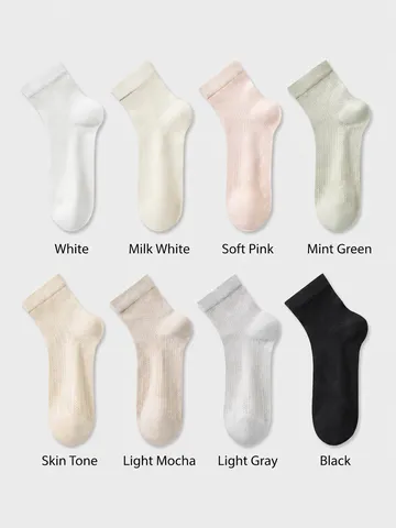 Damen Sommer Dünne Kurze Socken Maulbeerseide Atmungsaktive Mesh Crew Socken Weiß Pink Schwarz Damen Mode Socken