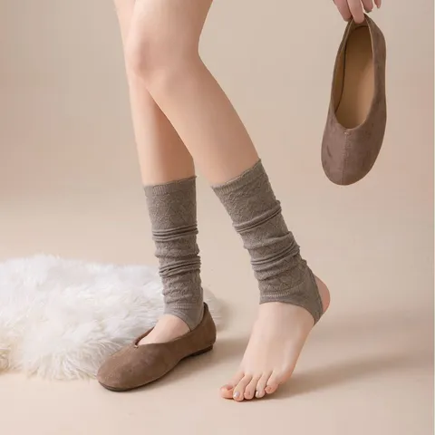 Ballet Style Ultra Fine Wool Yarn Long Leg Warmers Women Autumn Winter Lace Hollow Mesh Stacking Socks Fashion Legwear