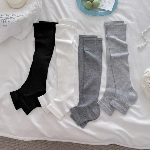 Calentadores de Piernas Acanalados Verticales para Mujer de Viscosa Calcetines Slouchy Delgados Color Sólido Mangas de Pierna Versátiles