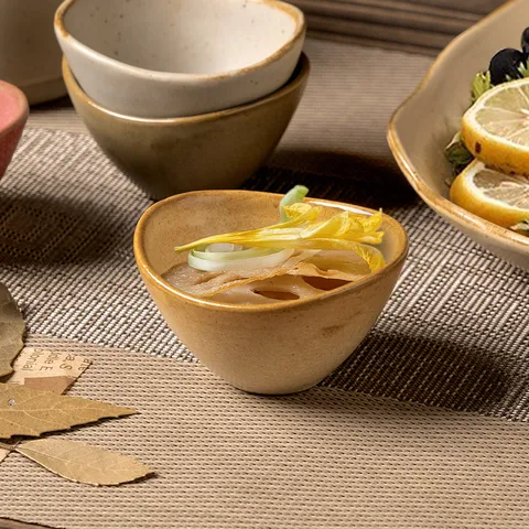 Petit Plat à Sauce en Céramique Rétro Japonaise Émail Pour Maison Restaurant Hot Pot Vinaigre Bol Vaisselle