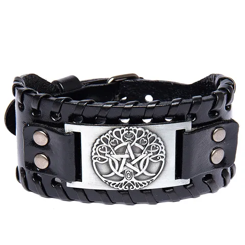 Vintage Breites Leder Armband Für Männer Frauen Punk Mehrschichtig Geflochtenes Rindsleder Armband Mit Metall Geprägtes Totem Schmuck