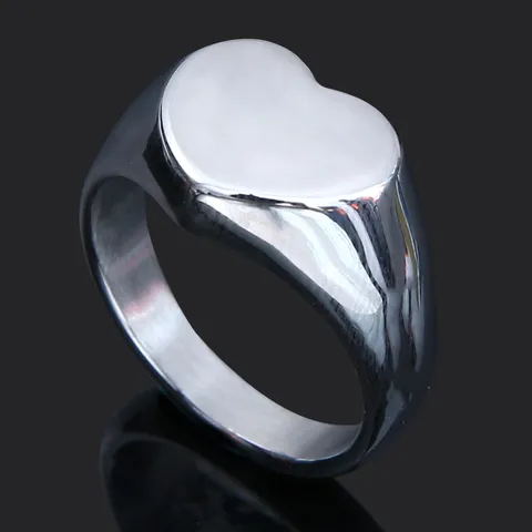 Anillo de Acero de Titanio Vintage para Hombre Anillo de Sello de Corazón Retro Anillo de Dedo de Martillo de Thor Vikingo Regalo de Joyería Punk de Moda