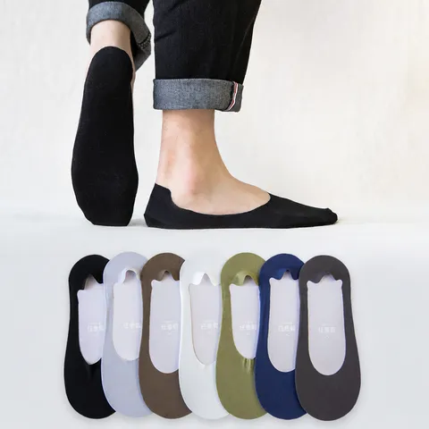 Herren Baumwolle Füßlinge Anti-Rutsch Flacher Mund Lässig Atmungsaktive Unsichtbare Socken Sommer Frühling