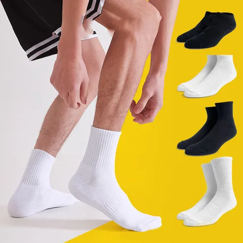 Unisex Thickened Cotton Athletic Sports Socks Terry Loop Bottom Running Basketball Crew Socks