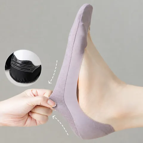 Damen Unsichtbare Füßlinge Sommer Dünn Atmungsaktiv Baumwollboden Rutschfest Flach Tief Mund Socken