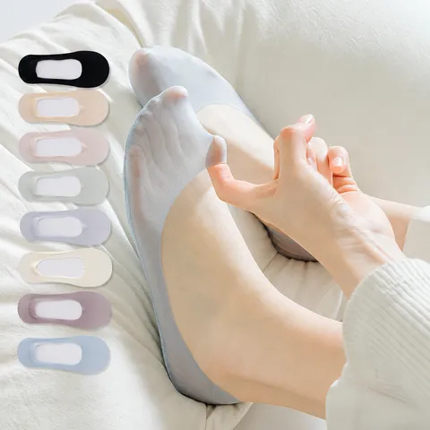 Damen Ultra Dünne Atmungsaktive Füßlinge Einfarbig Hochelastische Unsichtbare Bootssocken Sommer Dünne Baumwollboden Socken