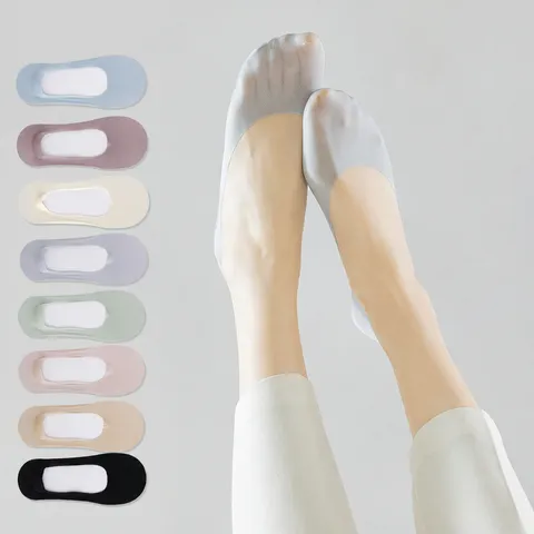 Damen Ultra Dünne Atmungsaktive Füßlinge Einfarbig Hochelastische Unsichtbare Bootssocken Sommer Dünne Baumwollboden Socken