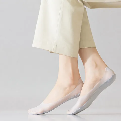 Damen Eisseide Füßlinge Dünne Unsichtbare Füßlinge Atmungsaktiv Rutschfeste Flache Socken Sommer Fußbekleidung