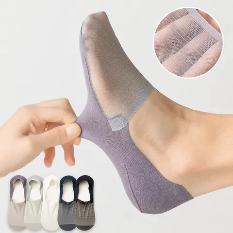 Herren Unsichtbare Füßlinge Sommer Dünne Eisseide Mesh Atmungsaktiv Rutschfest Low Cut Kurze Socken Tägliche Casual Fußbekleidung