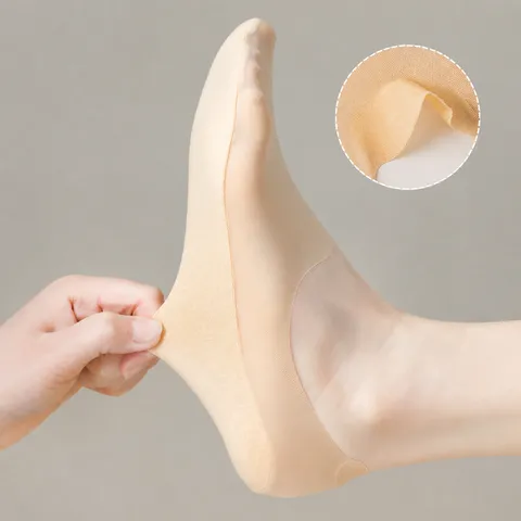Damen Hauchdünne Unsichtbare Bootssocken Sommer Atmungsaktives Mesh Rutschfeste Flache Baumwollsocken