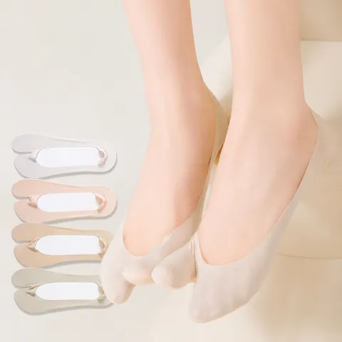 Damen Zehensocken Füßlinge Baumwolle Flach Unsichtbar Rutschfest Geruchsneutralisierend Zwei-Zehen Socken Für Split-Toe Schuhe