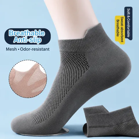 Herren Reine Baumwolle Dünne Atmungsaktive Mesh Bootssocken Lässige Einfarbige Low-Cut Anti-Schweiß Sommer Socken