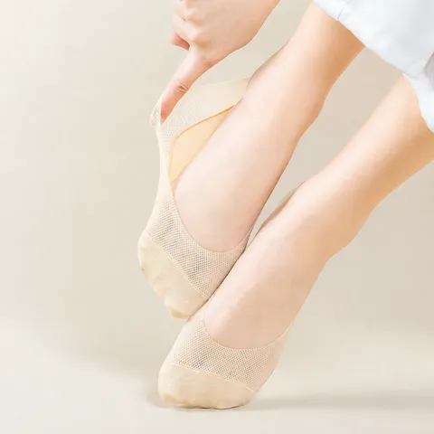 Damen Dünne Netz Unsichtbare Füßlinge Atmungsaktive Antirutsch Baumwolle Low Cut Freizeit Sommersocken Für Alltag
