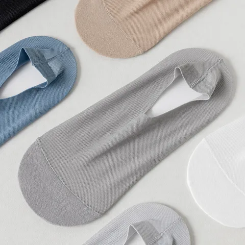 Herren Unsichtbare Füßlinge Atmungsaktive Mesh Baumwolle Rutschfeste Niedrige Freizeit Sommer Loafer Socken