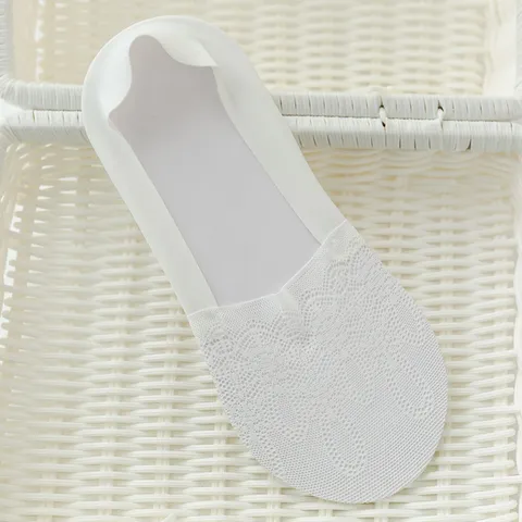 Damen Sommer Dünne Spitze Unsichtbare Bootssocken Baumwolle Atmungsaktiv Rutschfest Flach Kurze Socken