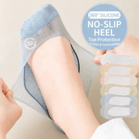 Damen Dünne Netz Unsichtbare Füßlinge Atmungsaktive Antirutsch Baumwolle Low Cut Freizeit Sommersocken Für Alltag