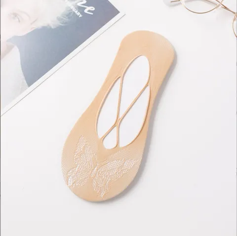 Damen Sommer Dünner Träger Rutschfest Unsichtbar Füßlinge Sexy Spitze Low Cut Atmungsaktiv Baumwollmischung Socken