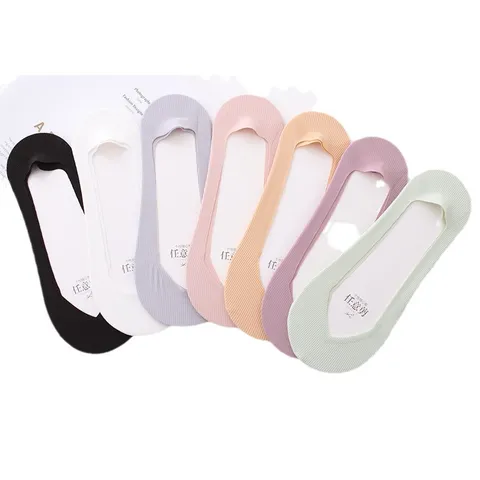 Damen Eisseide Flacher Mund Unsichtbare Bootssocken Sommer Dünn Atmungsaktiv Antirutsch Low Cut Kurze Socken