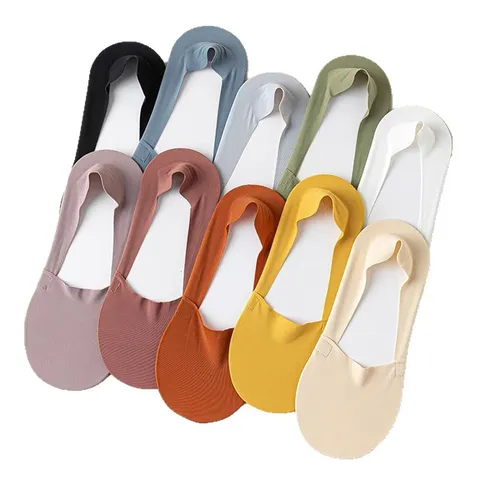 Damen Übergröße Eisenseide Füßlinge Dünn Rutschfest Low Cut Unsichtbare Socken Sommer Atmungsaktive Lässige Socken