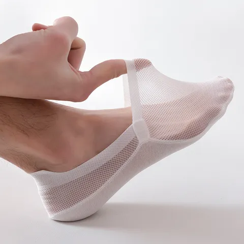 Herren Füßlinge Sommer Dünn Atmungsaktiv Mesh Baumwolle Boden Antirutsch Unsichtbar Niedrige Socken