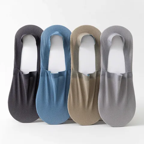 Herren Füßlinge Sommer Dünn Atmungsaktiv Mesh Baumwolle Boden Antirutsch Unsichtbar Niedrige Socken
