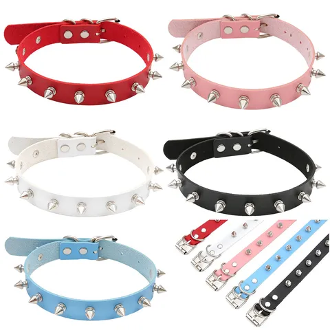 Collar de Gargantilla de Cuero PU con Remaches Punk Góticos Collar de Estilo Rock con Tachuelas para Mujeres Hombres Joyería
