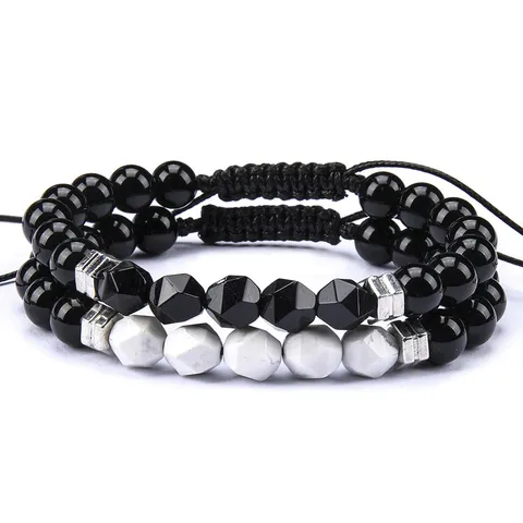 Pulsera Ajustable Trenzada con Cuentas de Piedra Natural Ojo de Tigre y Roca Volcánica Joyería de Moda