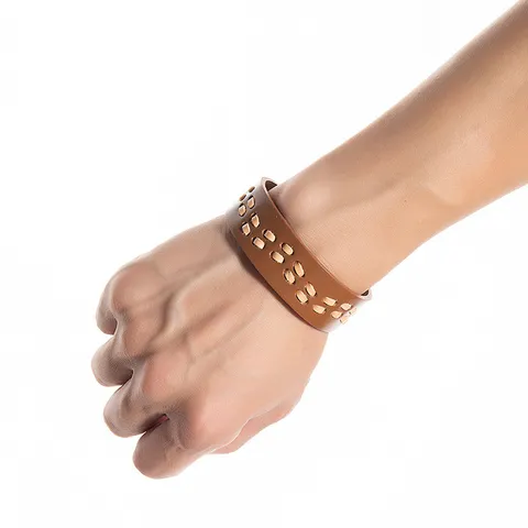 Pulsera de Cuero Ancha Retro Punk para Hombres Mujeres Vintage Marrón Piel de Vaca Brazalete Pulsera Moda Joyería Regalo