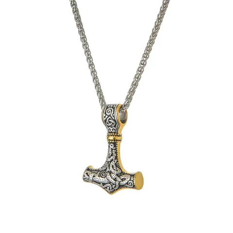 Colgante de Martillo de Thor Vikingo de Acero Inoxidable Retro para Hombres Vintage Tallado Mjolnir Amuleto Joyería de Moda Regalo