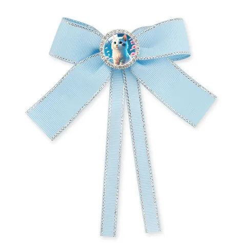 Pinza de Cabello con Lazo Grande para Niños Gato Lindo Cristal Strass Cinta Accesorios para Cabello Niñas