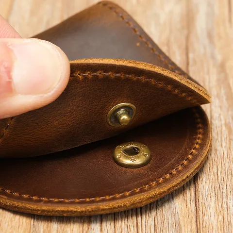 Retro Vera Pelle Mini Portamonete Vintage Piccola Borsa per Monete Per Uomini e Donne