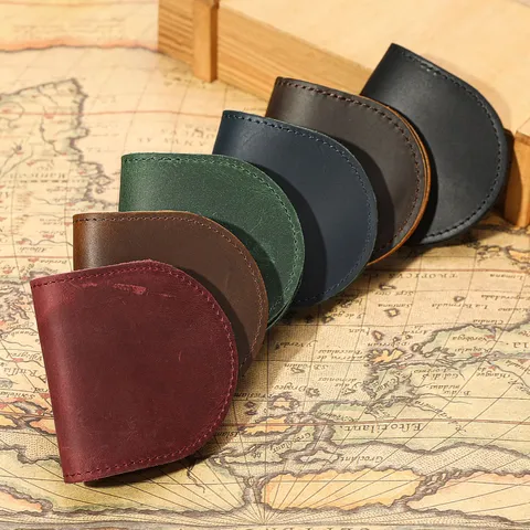 Retro Vera Pelle Mini Portamonete Vintage Piccola Borsa per Monete Per Uomini e Donne