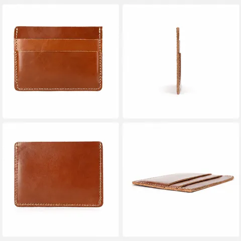 Echt Leder Ultradunne Kaarthouder Minimalistische Vintage Creditcardetui Draagbare Slanke Portemonnee Voor Mannen Vrouwen
