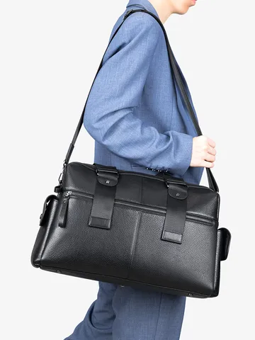 Mallette en Cuir Véritable pour Hommes Grande Capacité Sac à Main de Voyage d'Affaires Cuir de Vachette Sac Ordinateur