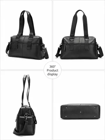 Mallette en Cuir Véritable pour Hommes Grande Capacité Sac à Main de Voyage d'Affaires Cuir de Vachette Sac Ordinateur