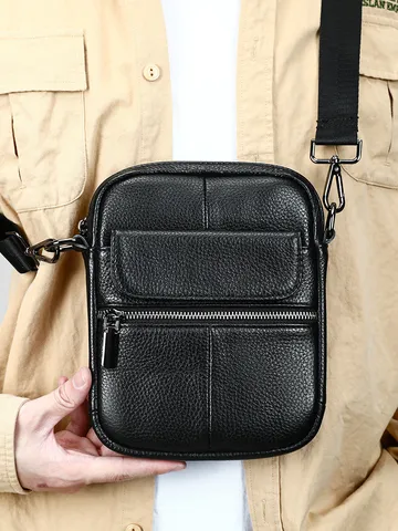 Borsa a Tracolla da Uomo in Vera Pelle Borsa a Spalla Vintage in Pelle Borsa Messaggero Casual d'Affari con Tasche Multiple